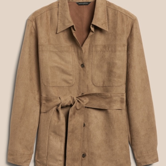 Banana Republic Faux Suede Belted Top-Black - Picture 3 of 5